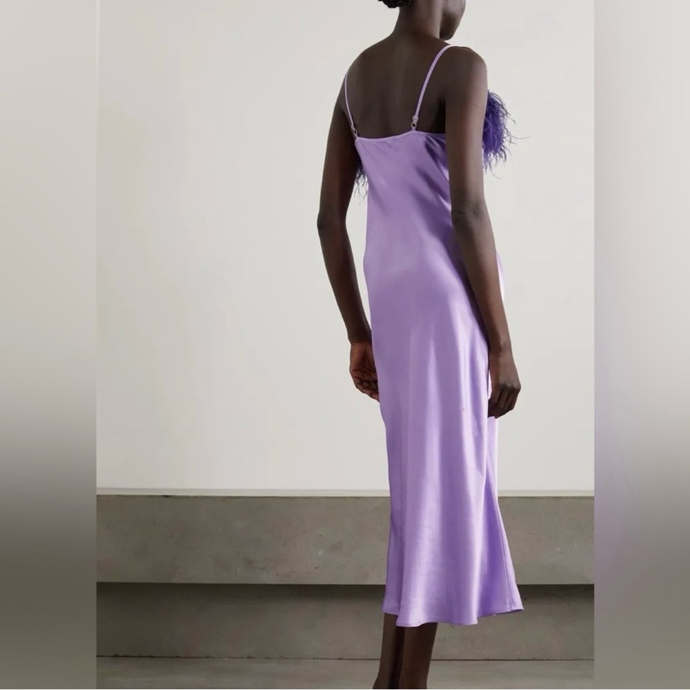 Sleeper Boheme Slip Dress with Feathers in Lilac - Picture 3 of 4